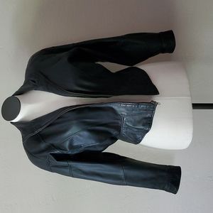 Black leather crop jacket medium
